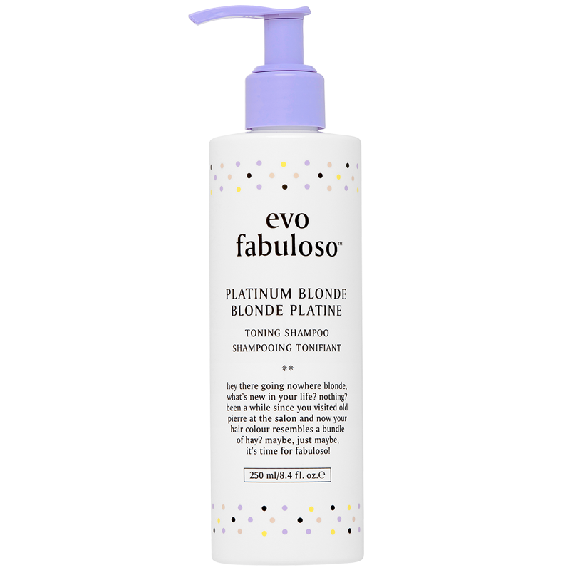 evo fabuloso platinum blonde toning shampoo 250ml bottle