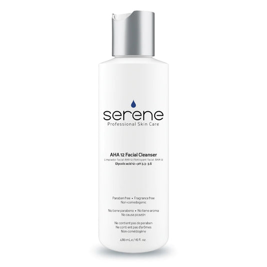 serene AHA 12 facial cleanser 480ml bottle