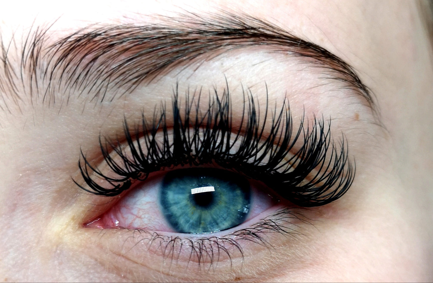 eye after eyelash extension and volume treatment