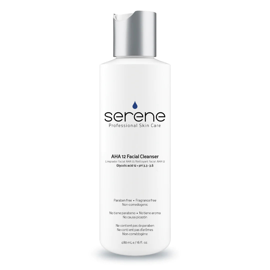 serene AHA 12 facial cleanser 480ml bottle